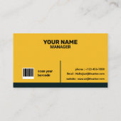 Carte De Visite Jaune et noir Elegant nom personnalisé (Dos)