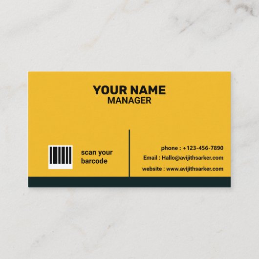 Carte De Visite Jaune et noir Elegant nom personnalisé (Dos)