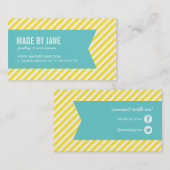 Carte De Visite Jaune et Turquoise Grandes et Ruban Modernes (Devant / Derrière)