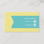 Carte De Visite Jaune et Turquoise Grandes et Ruban Modernes (Dos)