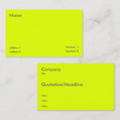 Carte De Visite jaune fluorescent (Devant / Derrière)