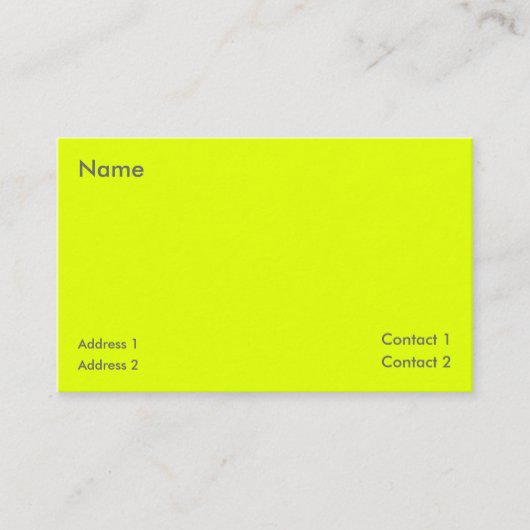 Carte De Visite jaune fluorescent (Devant)