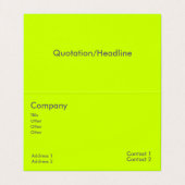 Carte De Visite jaune fluorescent (Intérieur déplié)