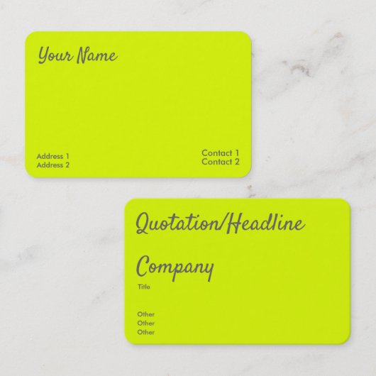 carte de visite jaune fluorescent (Devant / Derrière)