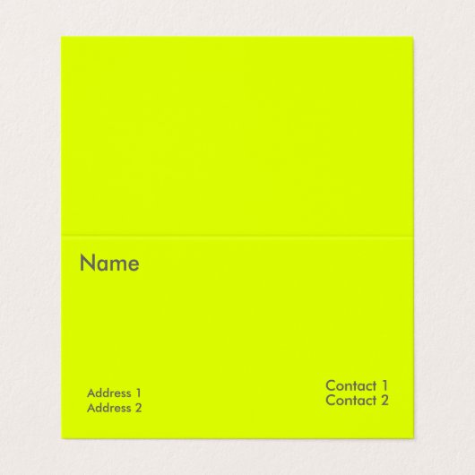 Carte De Visite jaune fluorescent (Extérieur déplié)