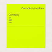 Carte De Visite jaune fluorescent (Intérieur déplié)