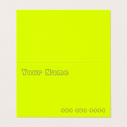 Carte De Visite jaune fluorescent - ajouter du code QR (Extérieur déplié)