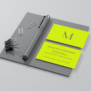 Carte De Visite jaune fluorescent - ajoutez un monogramme