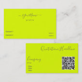 Carte De Visite jaune fluorescent - élégant - code QR (Devant / Derrière)