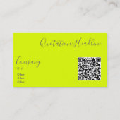 Carte De Visite jaune fluorescent - élégant - code QR (Dos)