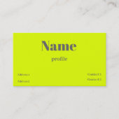 Carte De Visite jaune fluorescent gras nom (Devant)