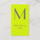 Carte De Visite jaune fluorescent - monogramme gras (Devant)