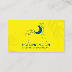 Carte De Visite Jaune Fortune Teller Touch Moon Crescent Main