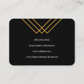 Carte De Visite Jaune géométrique élégant avec lignes or (Dos)