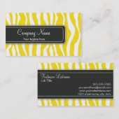 Carte de visite jaune Girly d'impression de zèbre (Devant / Derrière)