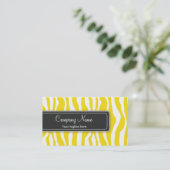 Carte de visite jaune Girly d'impression de zèbre (Debout devant)