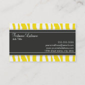 Carte de visite jaune Girly d'impression de zèbre (Dos)