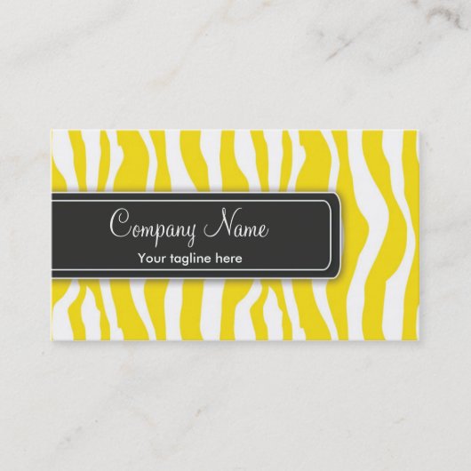 Carte de visite jaune Girly d'impression de zèbre (Devant)