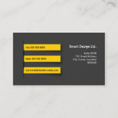 Carte De Visite Jaune gris moderne (Dos)