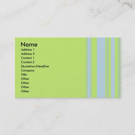 Carte De Visite jaune gris vert rayé (Devant)