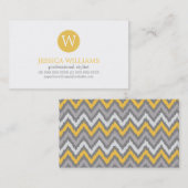 Carte De Visite Jaune gris Zigzag Ikat Motif (Devant / Derrière)