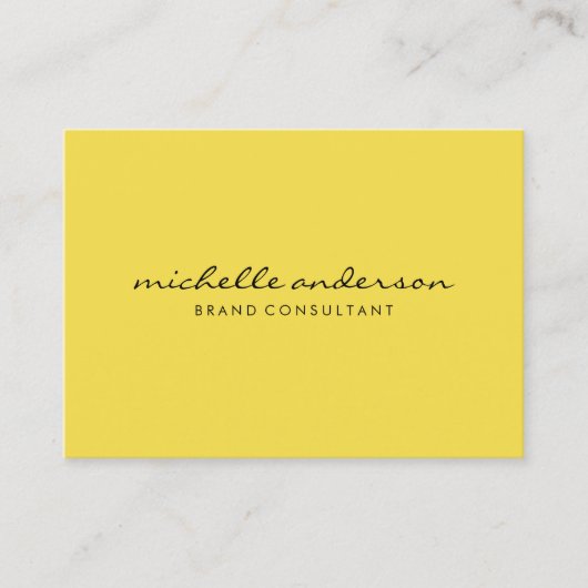 Carte De Visite Jaune minimaliste avec texte cursif (Devant)