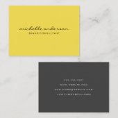 Carte De Visite Jaune minimaliste avec texte cursif (Devant / Derrière)