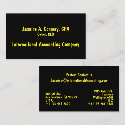 Carte de visite jaune moderne (Devant / Derrière)