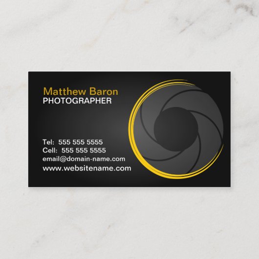 Carte De Visite Jaune moderne de photographe (Dos)