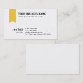 Carte de visite jaune moderne d'en-tête de ruban (Devant / Derrière)