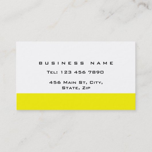 Carte De Visite Jaune Moderne Design Classique Simple (Dos)
