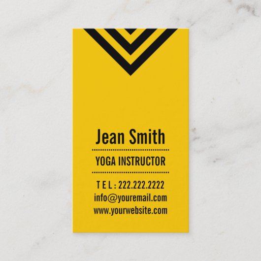 Carte de visite jaune moderne d'instructeur de (Devant)