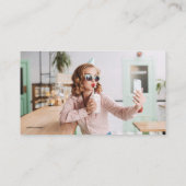 Carte De Visite Jaune moderne Script Gris Photo QR Code Personnali (Dos)