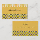Carte de visite jaune Motif Chevron classique (Devant / Derrière)
