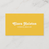 Carte De Visite Jaune Moutarde Moderne Élégant Script Blanc (Devant)