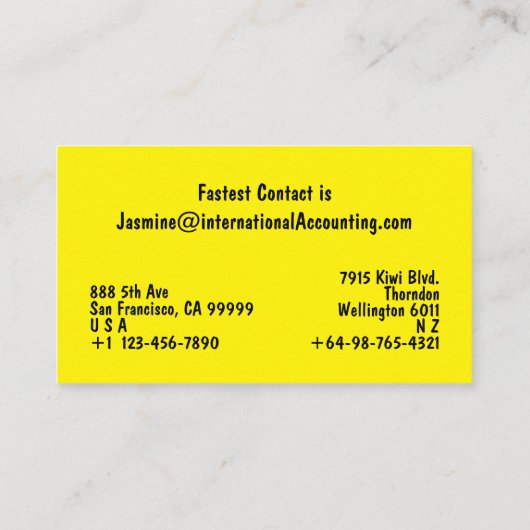 Carte de visite jaune noir (Dos)