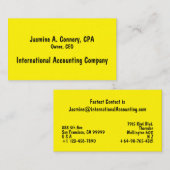 Carte de visite jaune noir (Devant / Derrière)