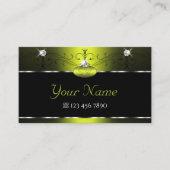 Carte De Visite Jaune Noir Squiggles Étincelant Diamants Monogramm (Devant)