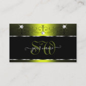 Carte De Visite Jaune Noir Squigles Diamètre Étincelant Initiales (Devant)