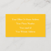 Carte De Visite Jaune Orange Professionnel Gestionnaire d'événemen (Dos)