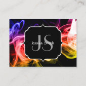 Carte De Visite Jaune orange violet Abstrait Fumée noir Monogramme (Dos)