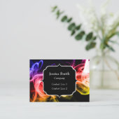 Carte De Visite Jaune orange violet Abstrait Fumée noir Monogramme (Debout devant)