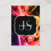 Carte De Visite Jaune orange violet Abstrait Monogramme de fumée (Dos)