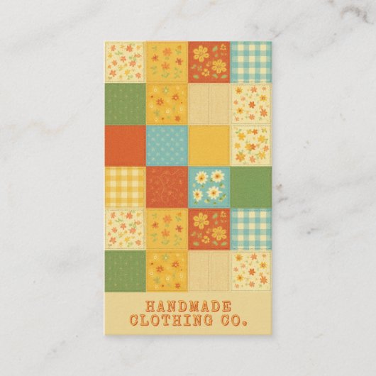 Carte De Visite Jaune Plat de Patchwork Quilt Ferme rustique (Devant)