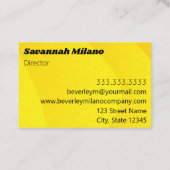 Carte de visite Jaune professionnel moderne (Dos)