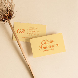 Carte De Visite Jaune rétro orange coloré Super Bold tendance