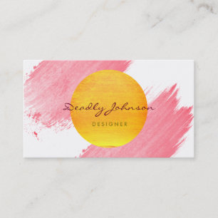 Carte De Visite Jaune rose élégant d'abrégé sur moderne aquare