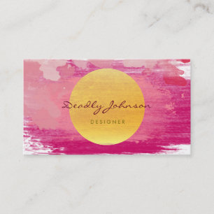 Carte De Visite Jaune rose élégant d'abrégé sur moderne aquarelle