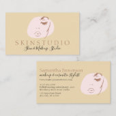 Carte De Visite Jaune rose neutre esthétique visage beauté peau (Devant / Derrière)