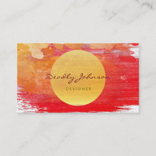 Carte De Visite Jaune rouge élégant d'abrégé sur moderne aquar